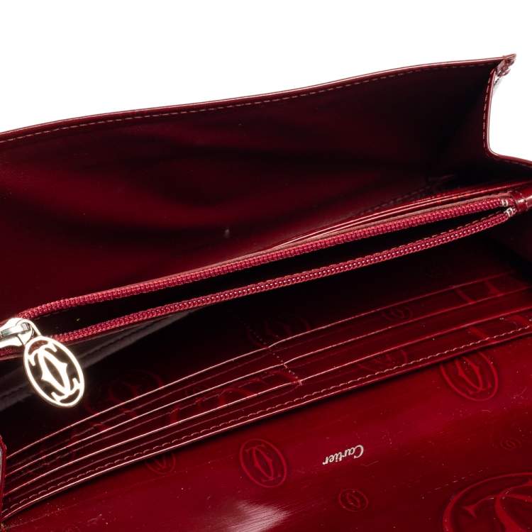 مملوكة مسبقًا Cartier Dark Red Leather Happy Birthday Continental Wallet