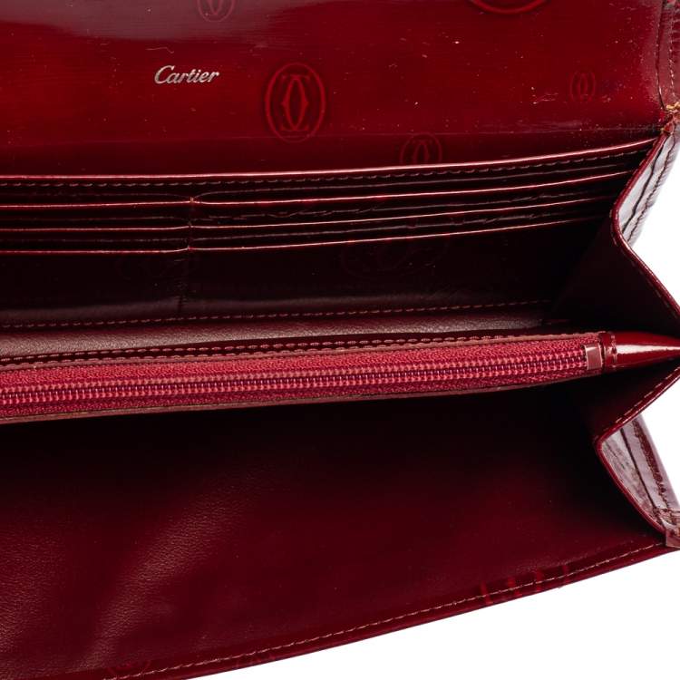 مملوكة مسبقًا Cartier Dark Red Leather Happy Birthday Continental Wallet