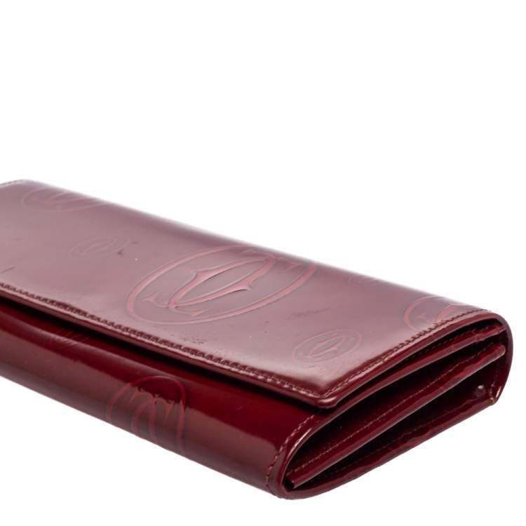 مملوكة مسبقًا Cartier Dark Red Leather Happy Birthday Continental Wallet