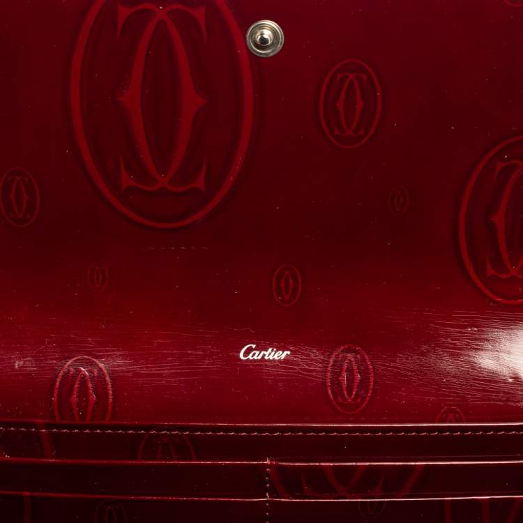 مملوكة مسبقًا Cartier Dark Red Leather Happy Birthday Continental Wallet