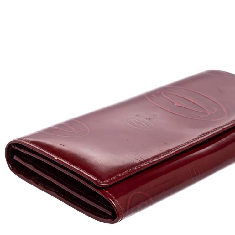 مملوكة مسبقًا Cartier Dark Red Leather Happy Birthday Continental Wallet