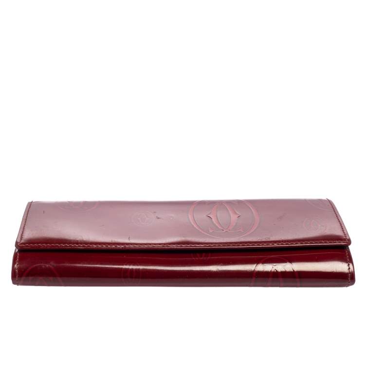 مملوكة مسبقًا Cartier Dark Red Leather Happy Birthday Continental Wallet
