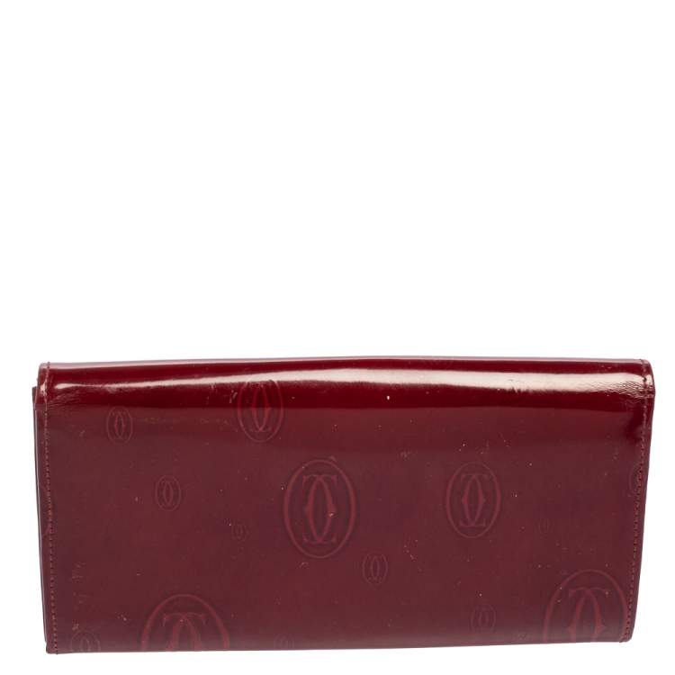 مملوكة مسبقًا Cartier Dark Red Leather Happy Birthday Continental Wallet