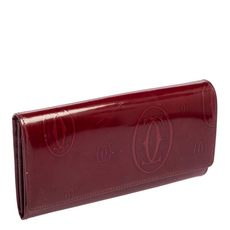 مملوكة مسبقًا Cartier Dark Red Leather Happy Birthday Continental Wallet
