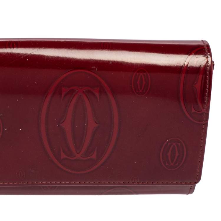 مملوكة مسبقًا Cartier Dark Red Leather Happy Birthday Continental Wallet