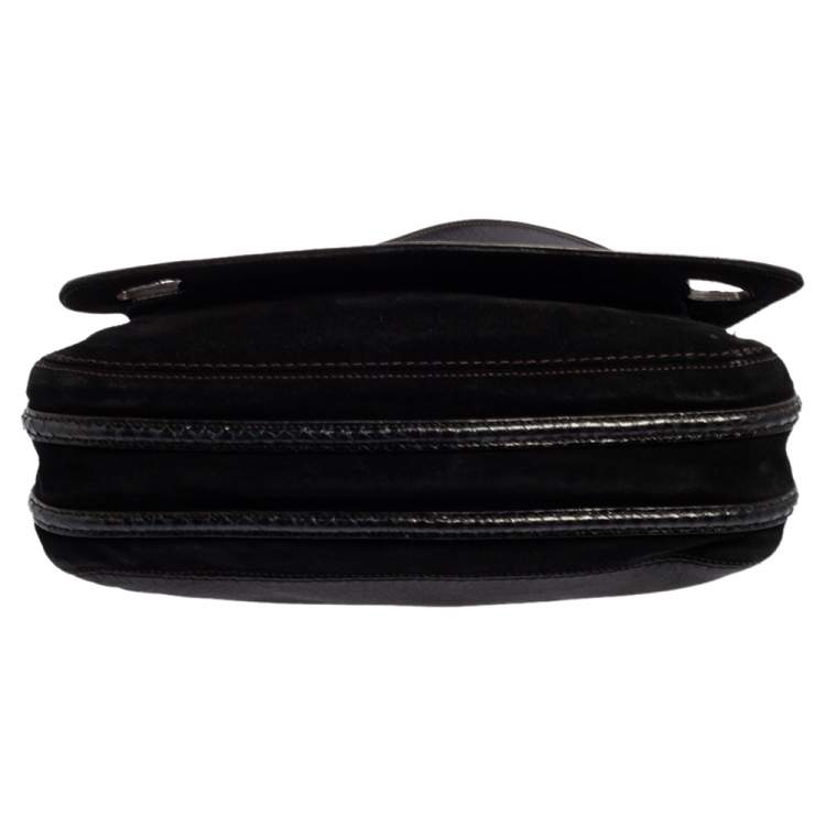 Pre Owned Cartier Python,Suede and Leather Marcello Flap Shoulder Bag