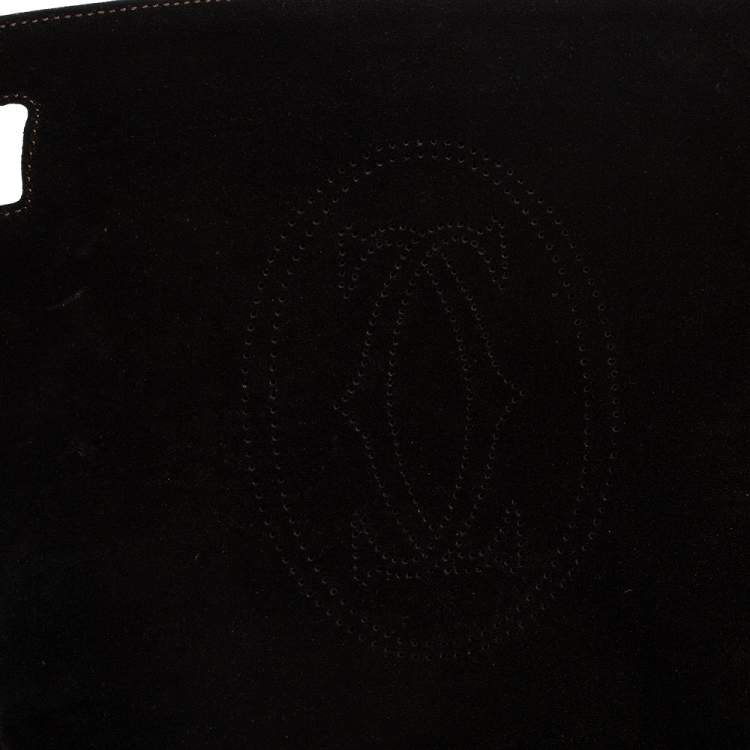 Pre Owned Cartier Python,Suede and Leather Marcello Flap Shoulder Bag