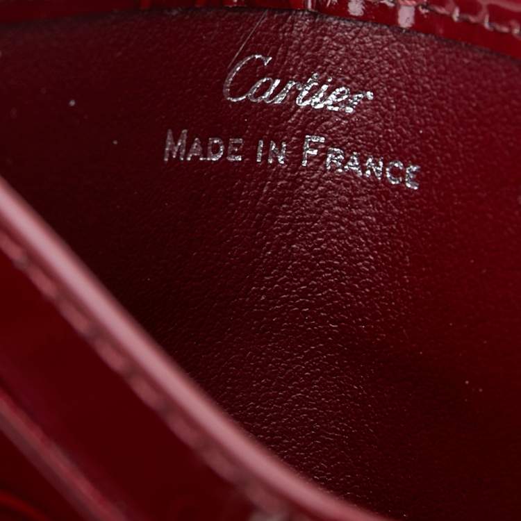 Pre Owned Cartier Red Patent Leather Happy Birthday Card Holder