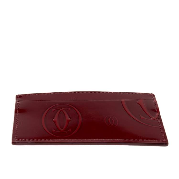Pre Owned Cartier Red Patent Leather Happy Birthday Card Holder
