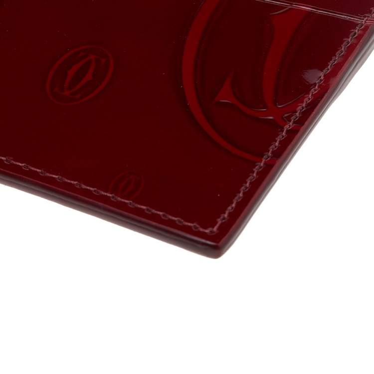 Pre Owned Cartier Red Patent Leather Happy Birthday Card Holder