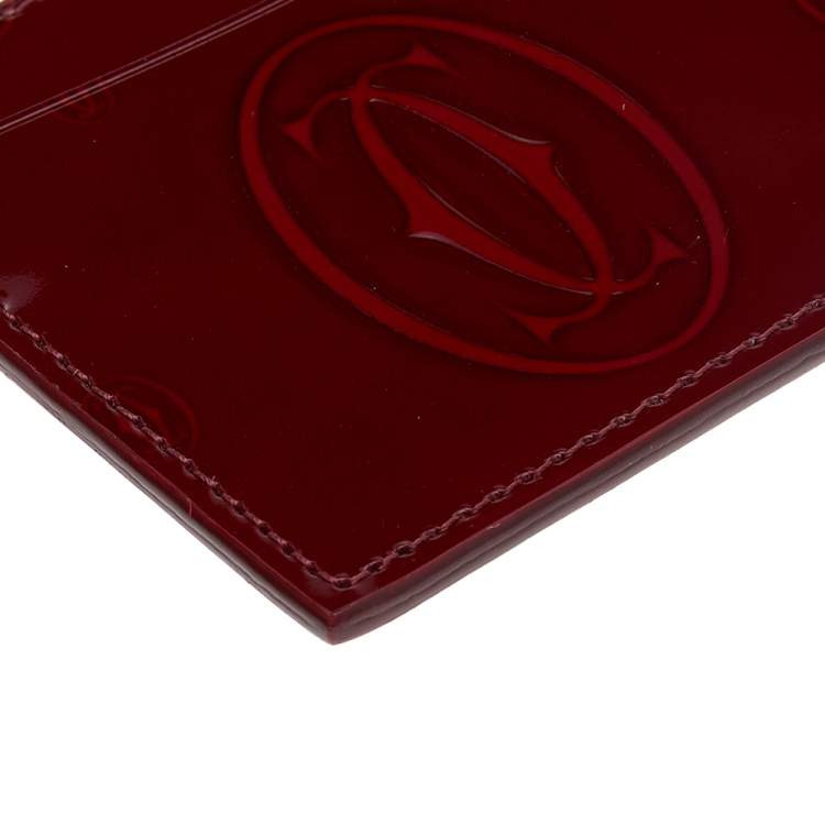 Pre Owned Cartier Red Patent Leather Happy Birthday Card Holder