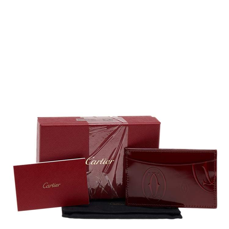 Pre Owned Cartier Red Patent Leather Happy Birthday Card Holder