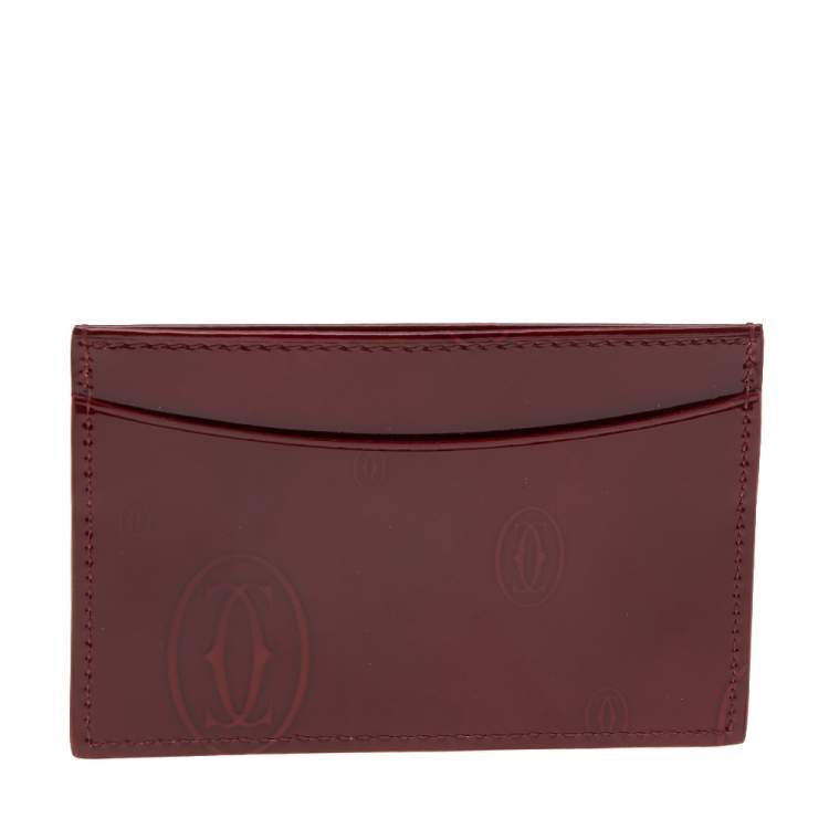 Pre Owned Cartier Red Patent Leather Happy Birthday Card Holder
