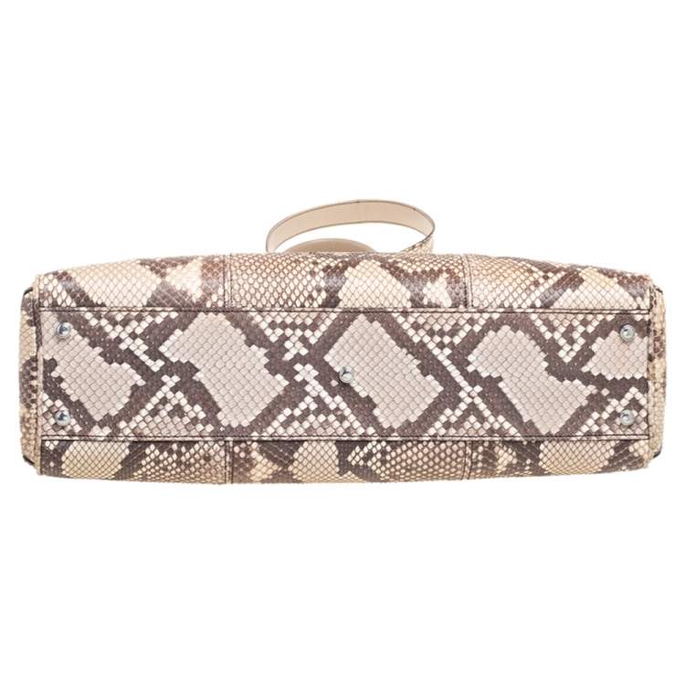 Pre Owned Cartier Beige/Brown Python Marcello De Cartier Satchel