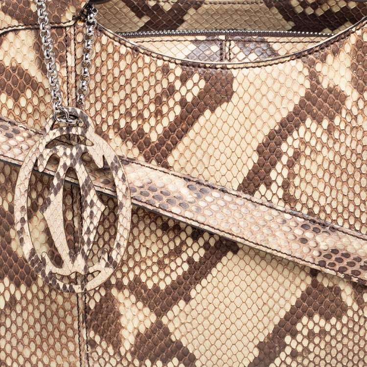 Pre Owned Cartier Beige/Brown Python Marcello De Cartier Satchel