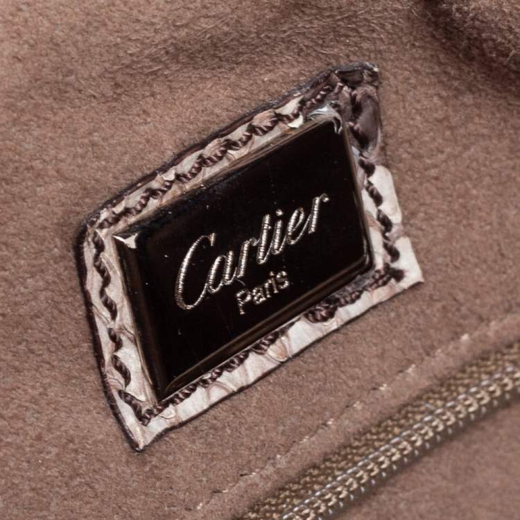 Pre Owned Cartier Beige/Brown Python Marcello De Cartier Satchel