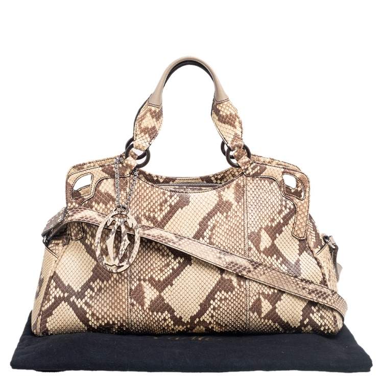 Pre Owned Cartier Beige/Brown Python Marcello De Cartier Satchel