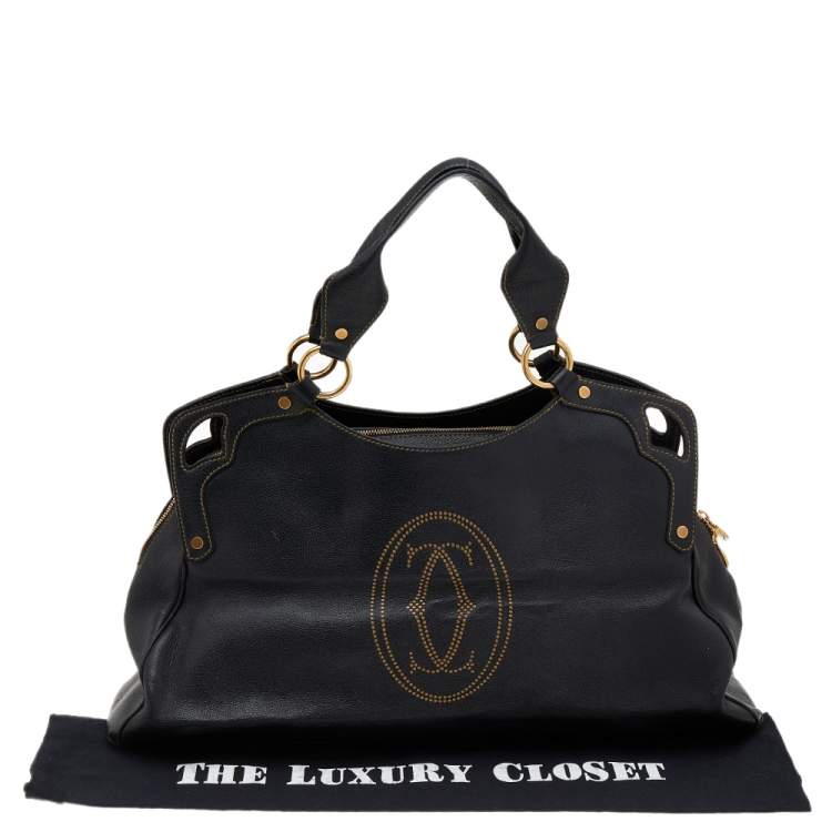 Pre Owned Cartier Black Leather Marcello de Cartier Shoulder Bag