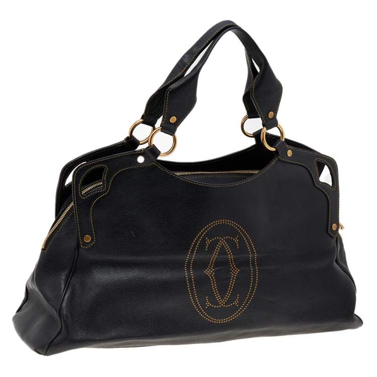 Pre Owned Cartier Black Leather Marcello de Cartier Shoulder Bag
