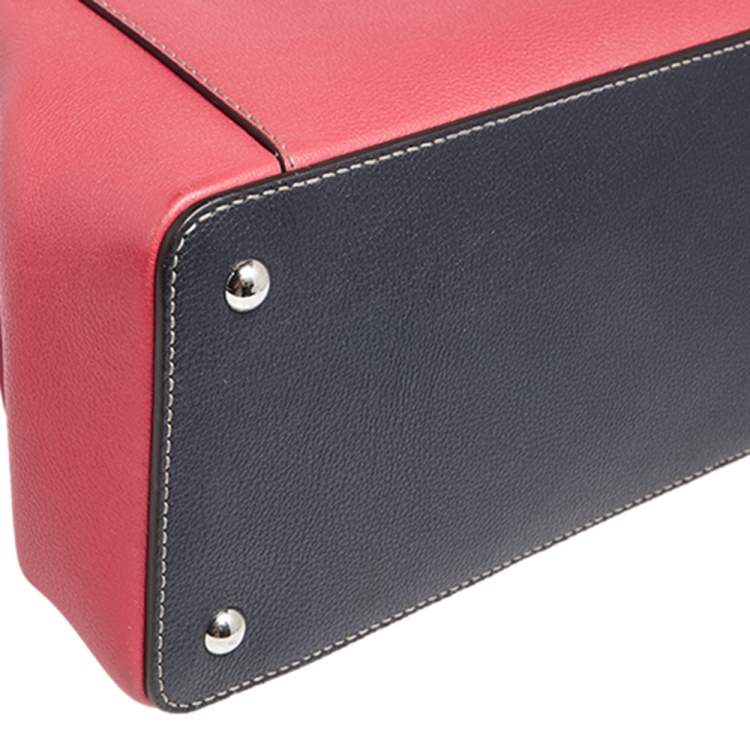 Pre Owned Cartier Pink/Navy Blue Leather Small C De Cartier Bag