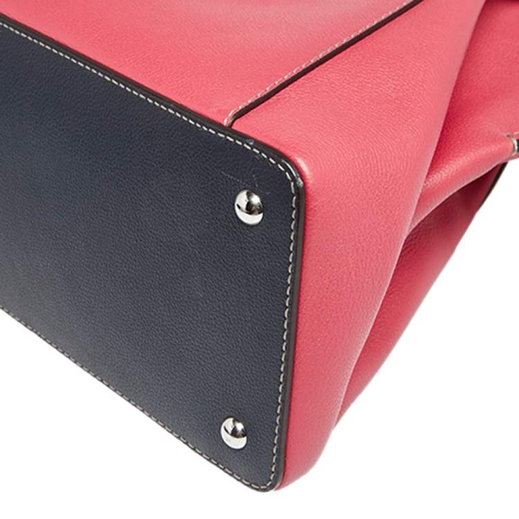 Pre Owned Cartier Pink/Navy Blue Leather Small C De Cartier Bag