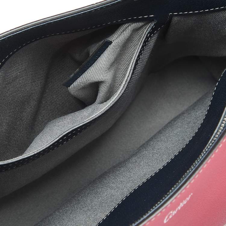 Pre Owned Cartier Pink/Navy Blue Leather Small C De Cartier Bag