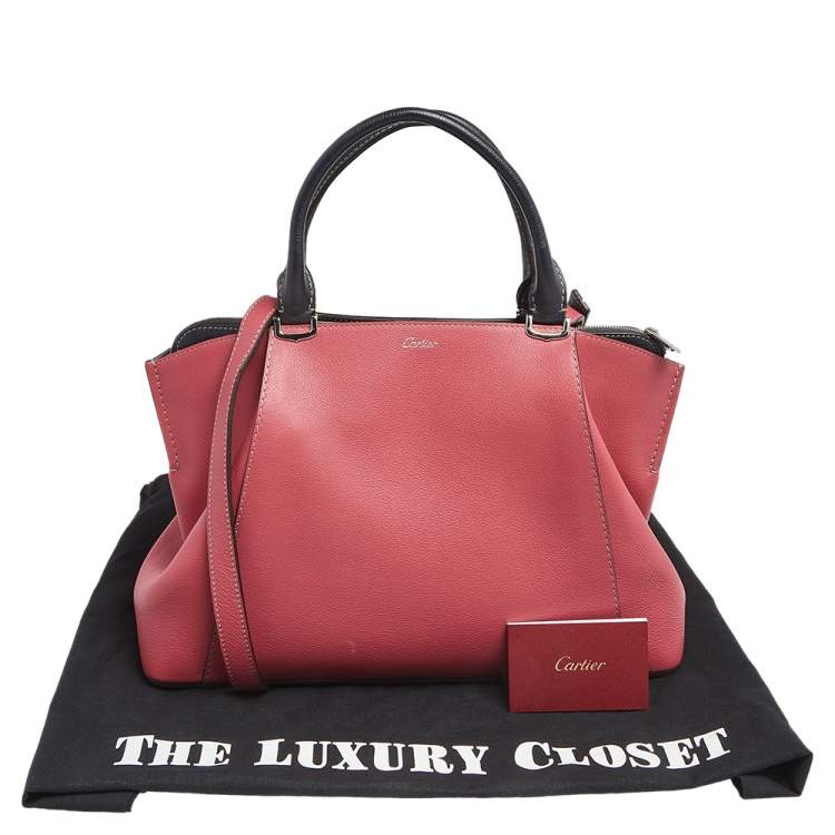 Pre Owned Cartier Pink/Navy Blue Leather Small C De Cartier Bag