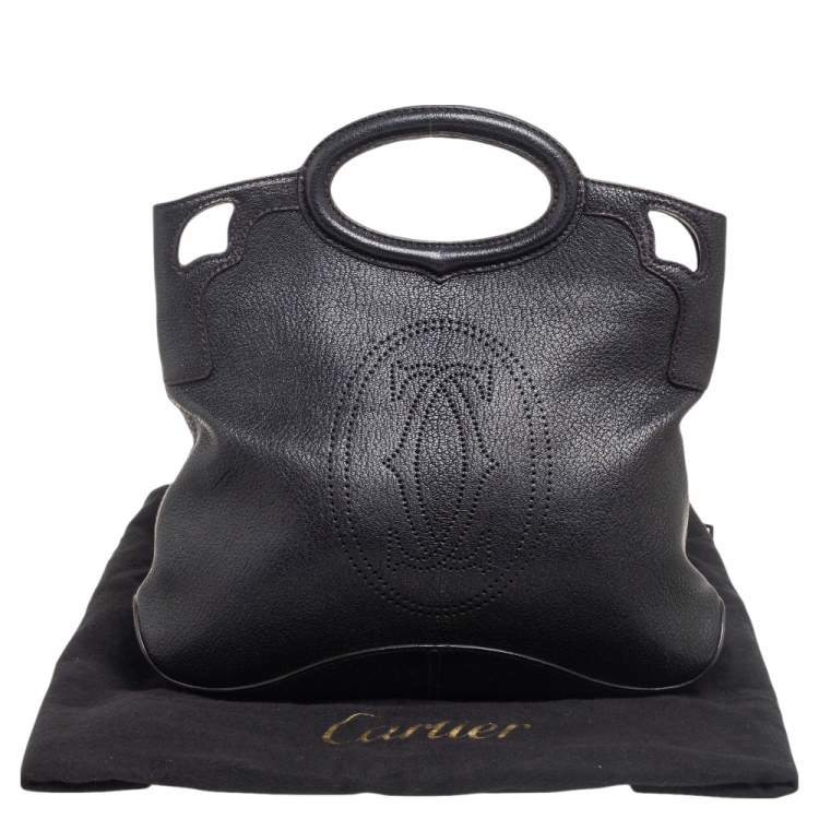 Pre Owned Cartier Black Leather Marcello De Cartier Foldover Clutch