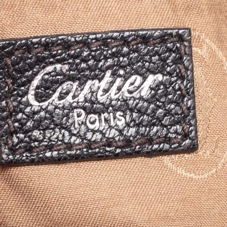 Pre Owned Cartier Black Leather Marcello De Cartier Foldover Clutch