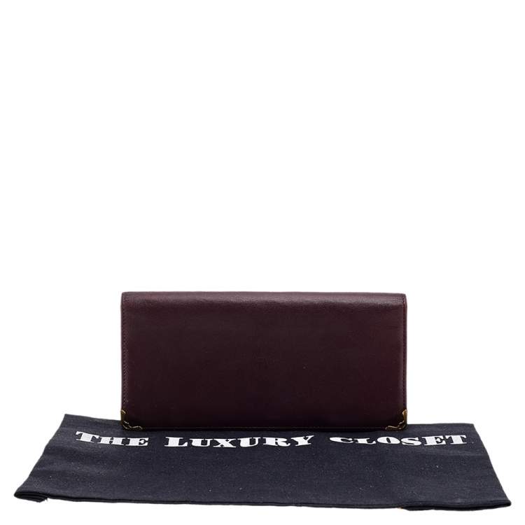 Pre Owned Cartier Burgundy Leather Must de Cartier Bifold Long Wallet