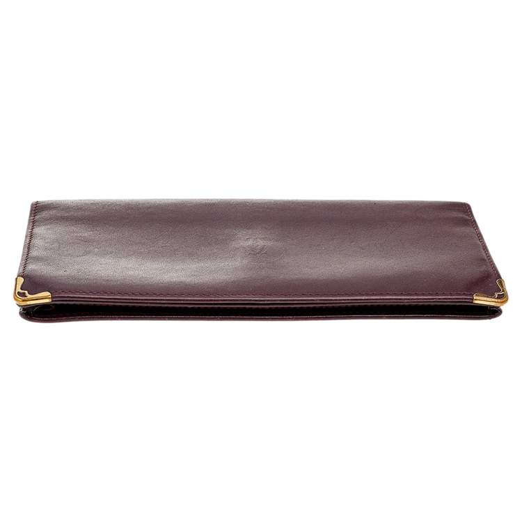 Pre Owned Cartier Burgundy Leather Must de Cartier Bifold Long Wallet