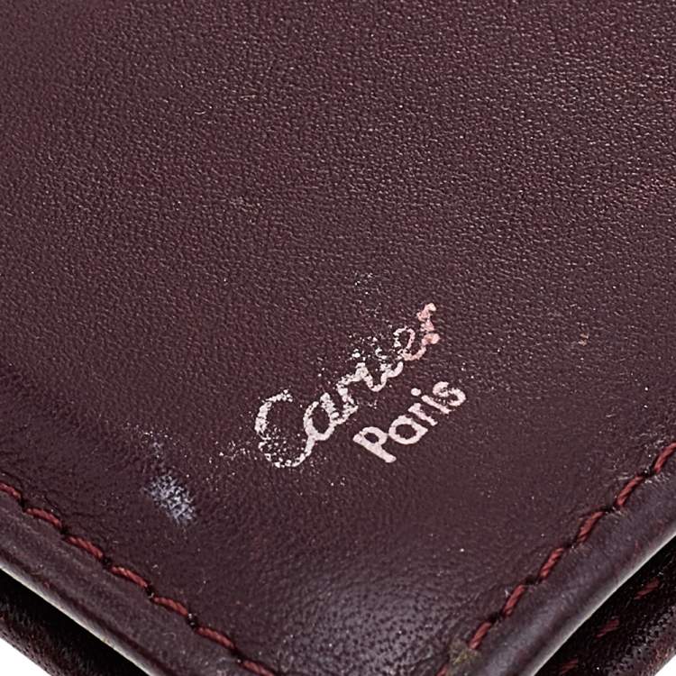Pre Owned Cartier Burgundy Leather Must de Cartier Bifold Long Wallet