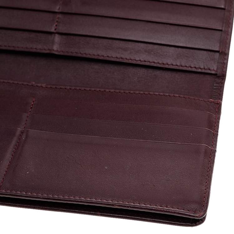 Pre Owned Cartier Burgundy Leather Must de Cartier Bifold Long Wallet