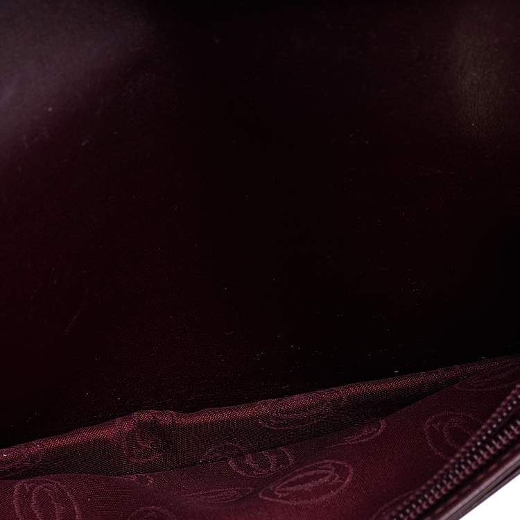 Pre Owned Cartier Burgundy Leather Must de Cartier Bifold Long Wallet