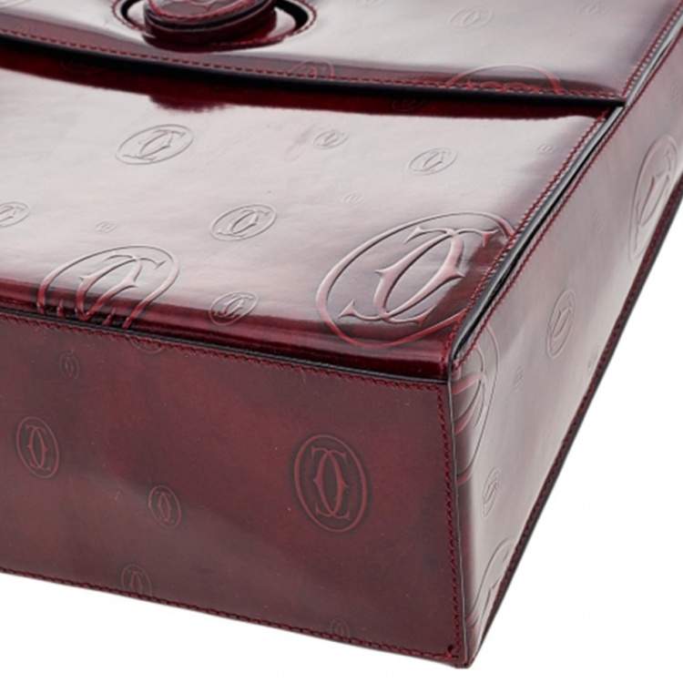 مملوكة مسبقًا Cartier Burgundy Patent Leather Happy Birthday Top Handle Bag