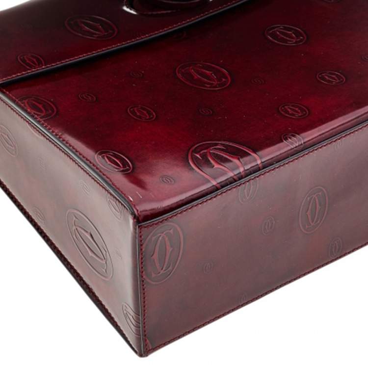 مملوكة مسبقًا Cartier Burgundy Patent Leather Happy Birthday Top Handle Bag