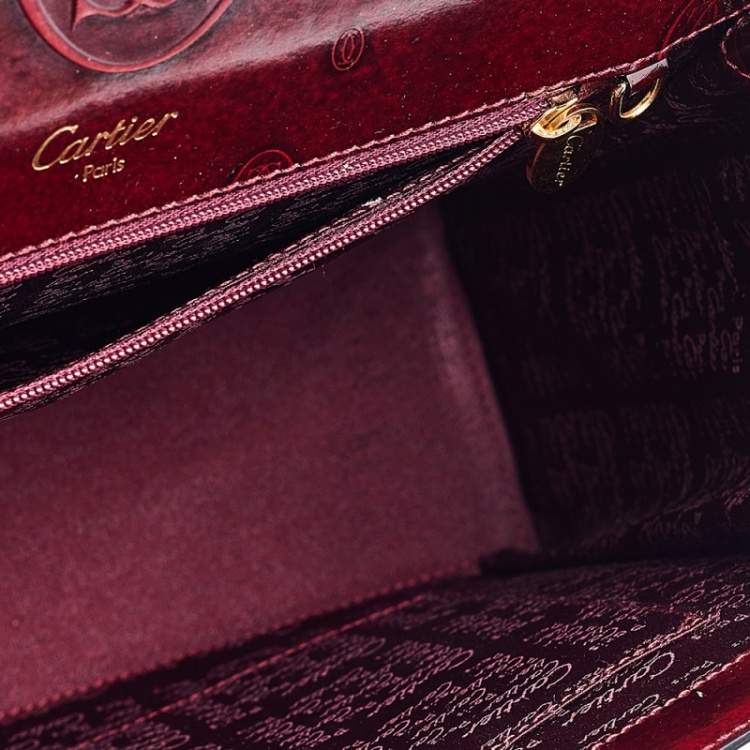 مملوكة مسبقًا Cartier Burgundy Patent Leather Happy Birthday Top Handle Bag