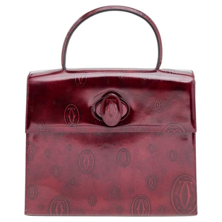 مملوكة مسبقًا Cartier Burgundy Patent Leather Happy Birthday Top Handle Bag