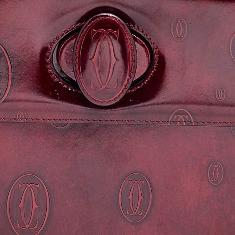 مملوكة مسبقًا Cartier Burgundy Patent Leather Happy Birthday Top Handle Bag