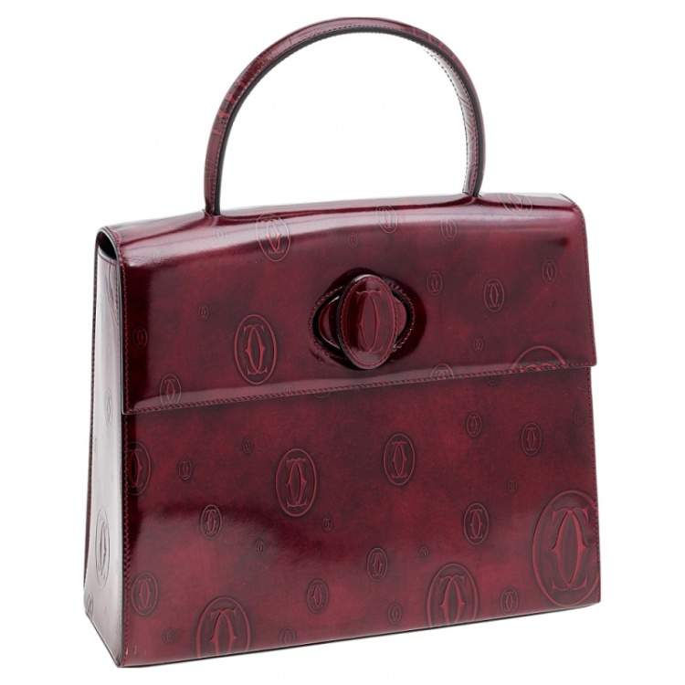 مملوكة مسبقًا Cartier Burgundy Patent Leather Happy Birthday Top Handle Bag