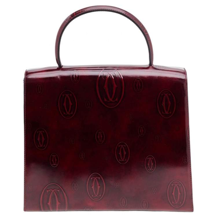 مملوكة مسبقًا Cartier Burgundy Patent Leather Happy Birthday Top Handle Bag