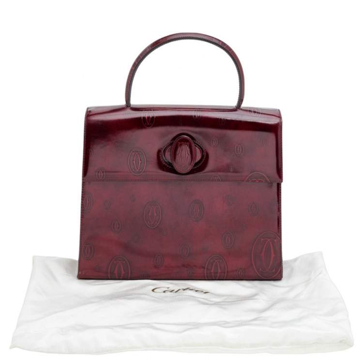 مملوكة مسبقًا Cartier Burgundy Patent Leather Happy Birthday Top Handle Bag