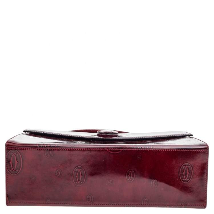 مملوكة مسبقًا Cartier Burgundy Patent Leather Happy Birthday Top Handle Bag
