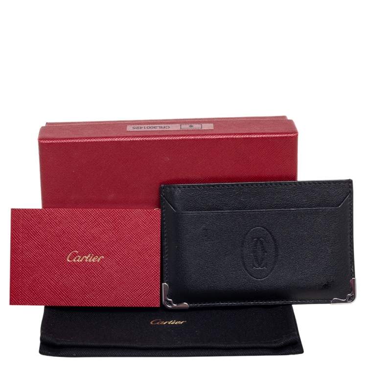 Pre Owned Cartier Black Leather Must de Cartier Card Holder