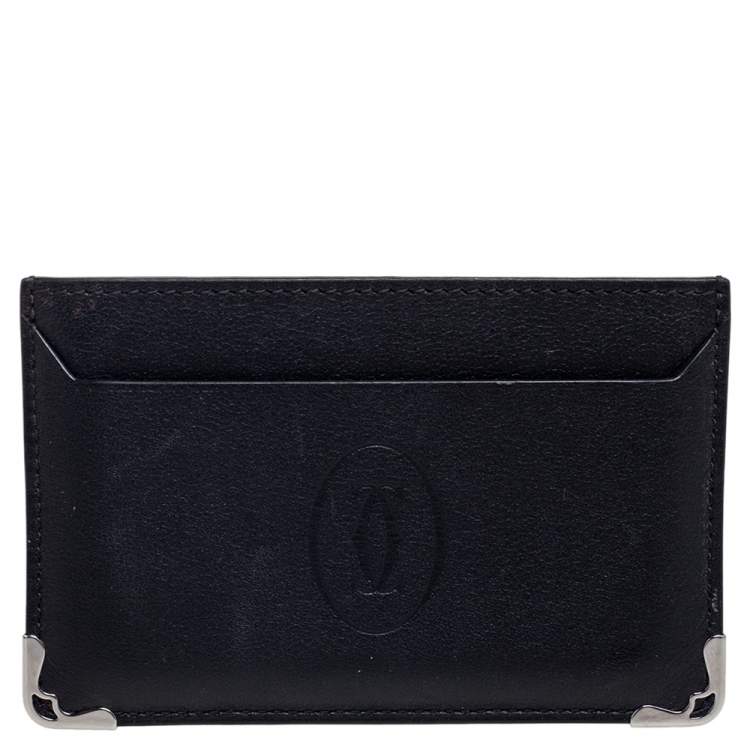 Pre Owned Cartier Black Leather Must de Cartier Card Holder