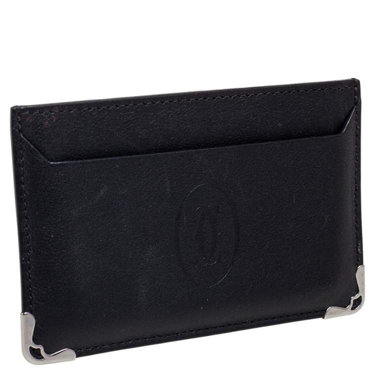 Pre Owned Cartier Black Leather Must de Cartier Card Holder