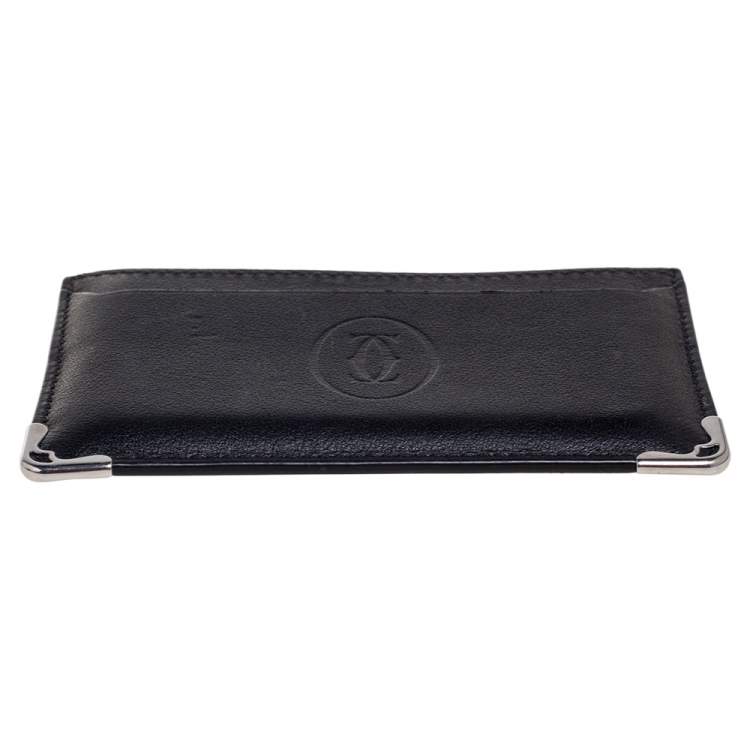 Pre Owned Cartier Black Leather Must de Cartier Card Holder