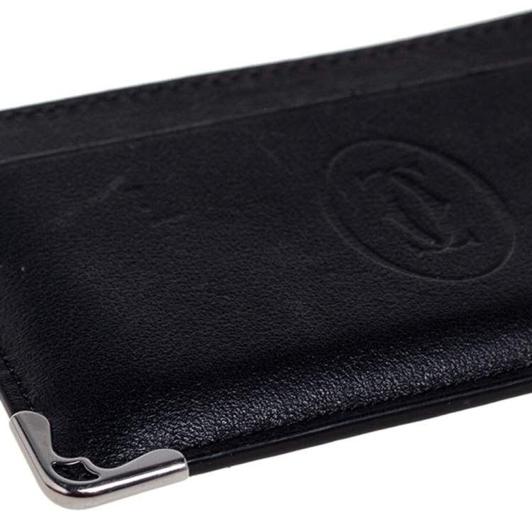 Pre Owned Cartier Black Leather Must de Cartier Card Holder