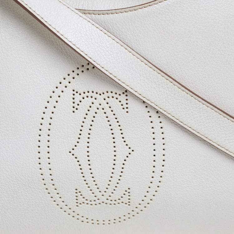 Pre Owned Cartier White Leather Medium Marcello de Cartier Bag
