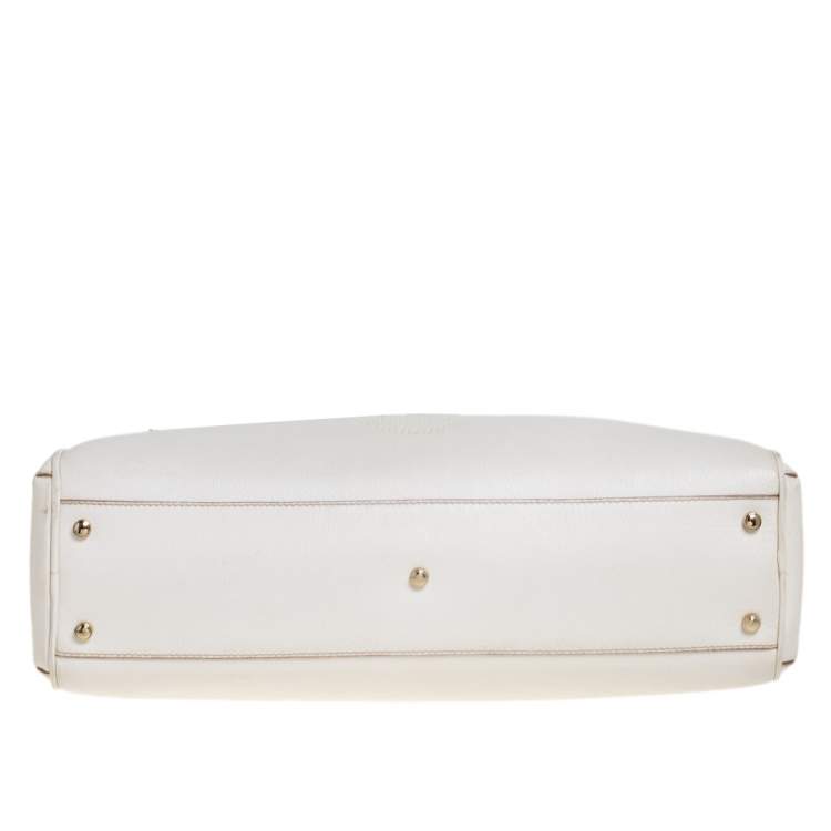 Pre Owned Cartier White Leather Medium Marcello de Cartier Bag